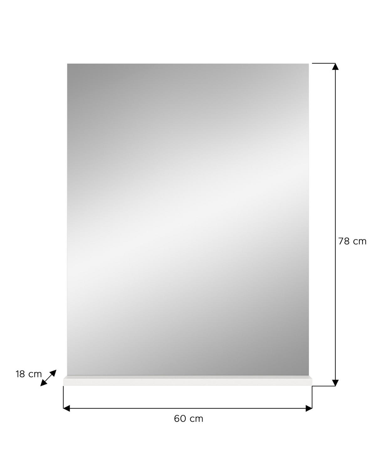 SPIEGEL weiß 60 x 79 cm, Wandspiegel mit Ablage - Weiß Hochglanz, Holzwerkstoff (60/79/18cm) - Inn.Furn