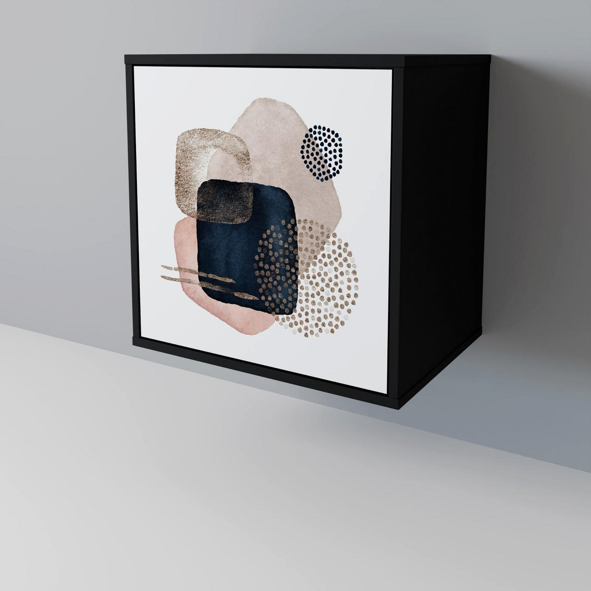 SIDEBOARD COLORFUL SHAPES, Schwarz, 57,5x42x67,5 cm, Schwarze Metall-Rahmenfüße - Multicolor/Schwarz, Holzwerkstoff/Metall (57.5/67.5/42cm) - SpaceRebels