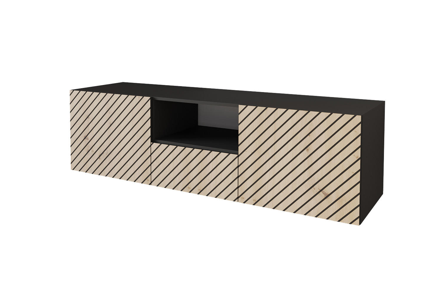 LOWBOARD SENI-W 140x40x41 cm - Schwarz / Artisan - Schwarz, Holzwerkstoff (140/40/41cm) - ALTDECOR