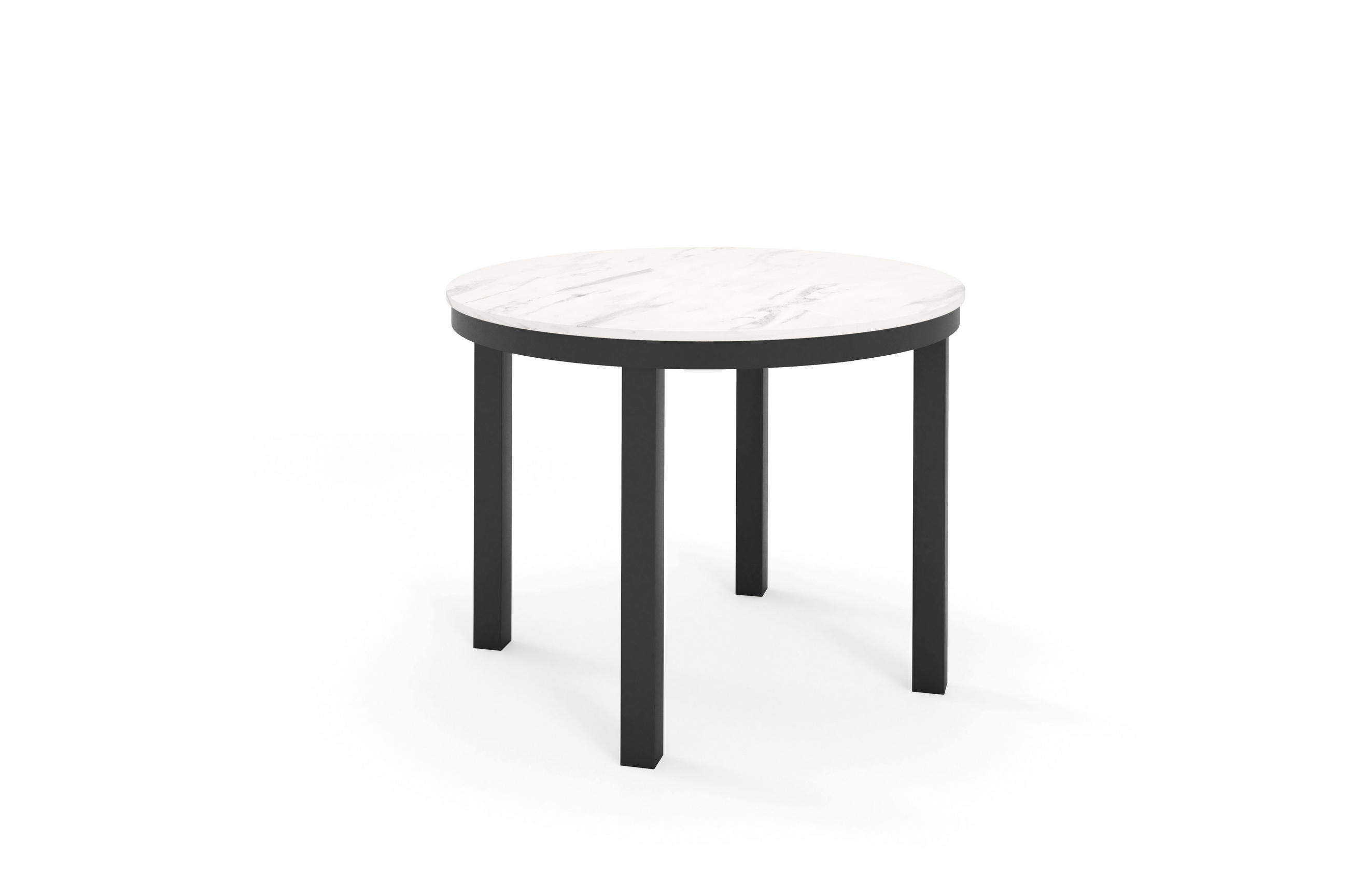 ESSTISCH BERNARDIN - Weiß Hochglanz/Schwarz, Holzwerkstoff/Metall (100/100/76cm) - Meblini