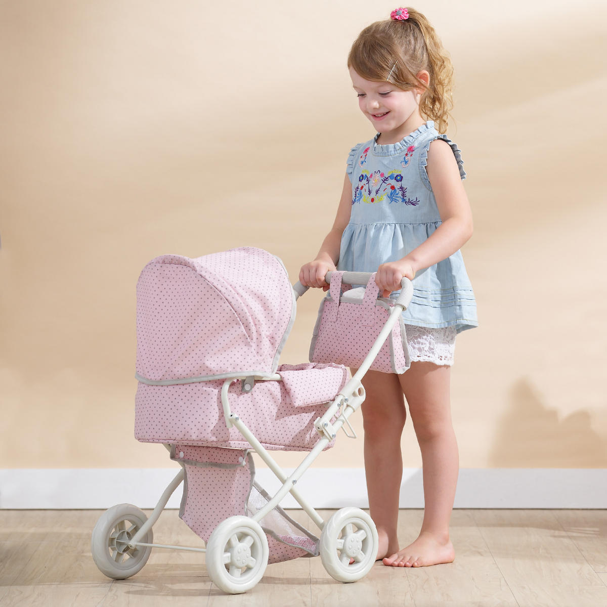 PUPPENWAGEN, Rosa, 64cm - Pink, Holzwerkstoff (37/64/56cm) - Teamson Kids