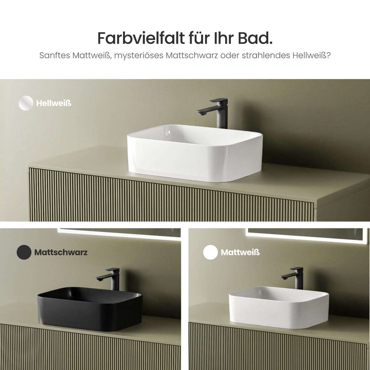 WASCHBECKEN mit pflegeleichter Oberfläche Weiß 61 / 38 / 15 cm - Weiß Hochglanz, Keramik (38/15/61cm) - EMKE