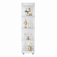 VITRINE,TRANSPARENT, 4-stufig, Weiß Rahmen, staubdichte Glaswände ohne LED - Weiß, Glas (42.5/164/36.5cm) - Joyfair