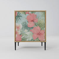 SIDEBOARD HAWAIIAN SPIRIT, Eichefarben, 57,5x42x72,5 cm, Schwarze Metallfüße - Eichefarben/Multicolor, Holzwerkstoff/Metall (57.5/72.5/42cm) - SpaceRebels