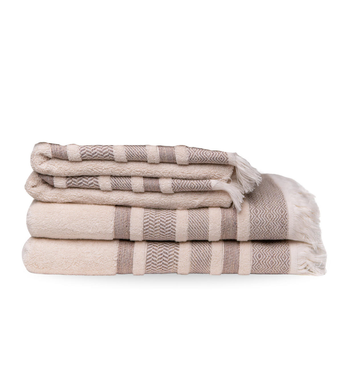 FROTTIERSET Morning Dunes 4-teilig, Baumwolle - Beige, Textil (70/140cm) - SOWL