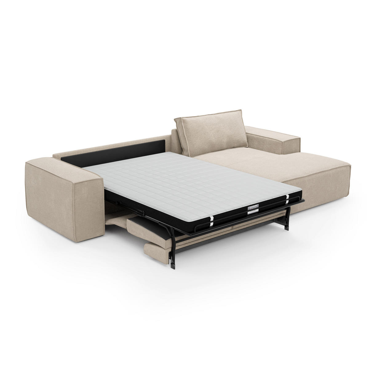 ECKSOFA RECHTS Samt Beige 302cm - Beige, Textil (302/165cm) - Sia Home
