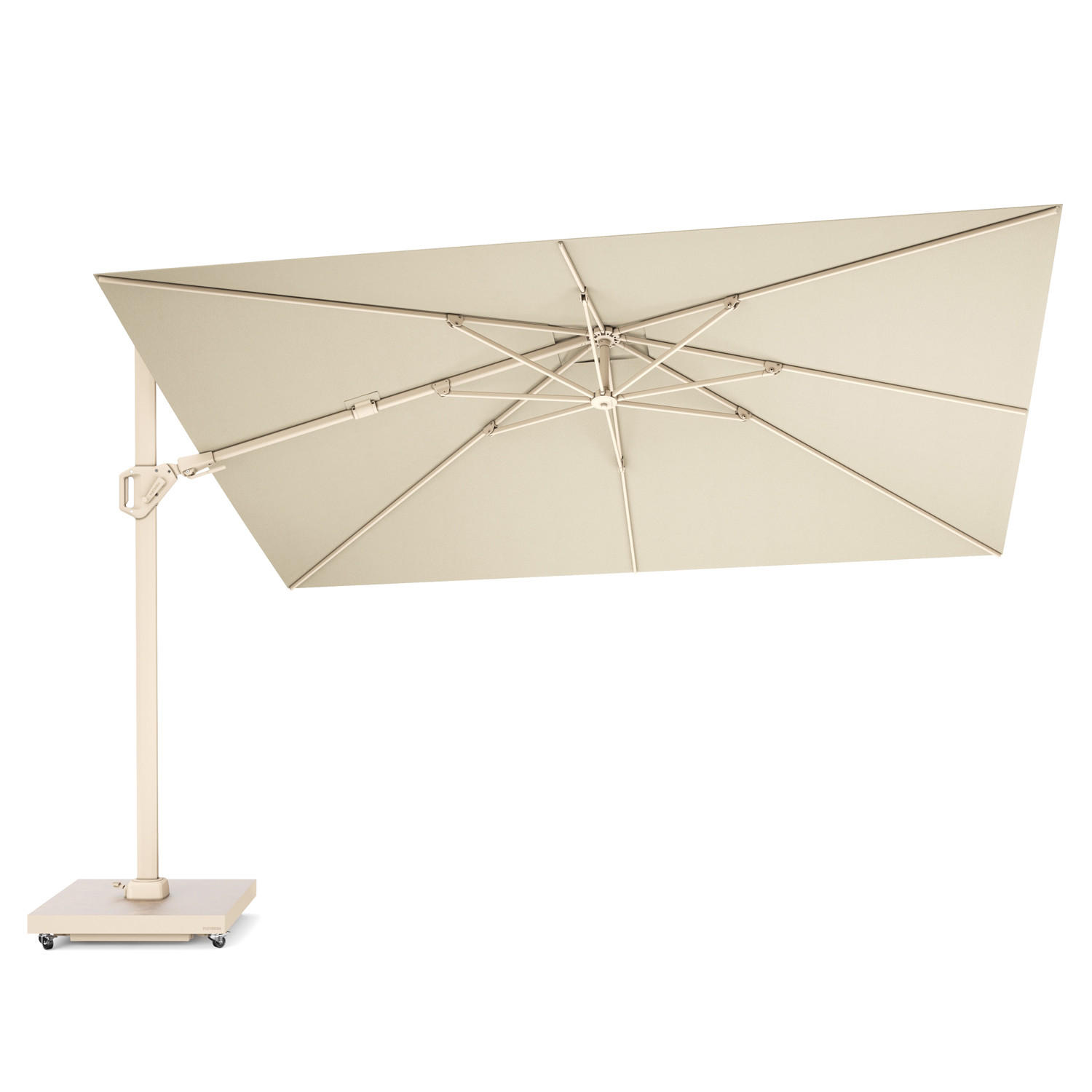 AMPELSCHIRM rechteckig 2.6 x 3.5 m Challenger T² Premium 360° kippbar natur/sand - Creme, Metall (350/260cm) - Platinum