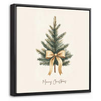 LEINWAND Bilder mit Rahmen - Weihnachtsbaum - Weihnachten - Frohe Weihnachten - Beige - 20x20 - Sandfarben, Textil (20/20cm) - MuchoWow