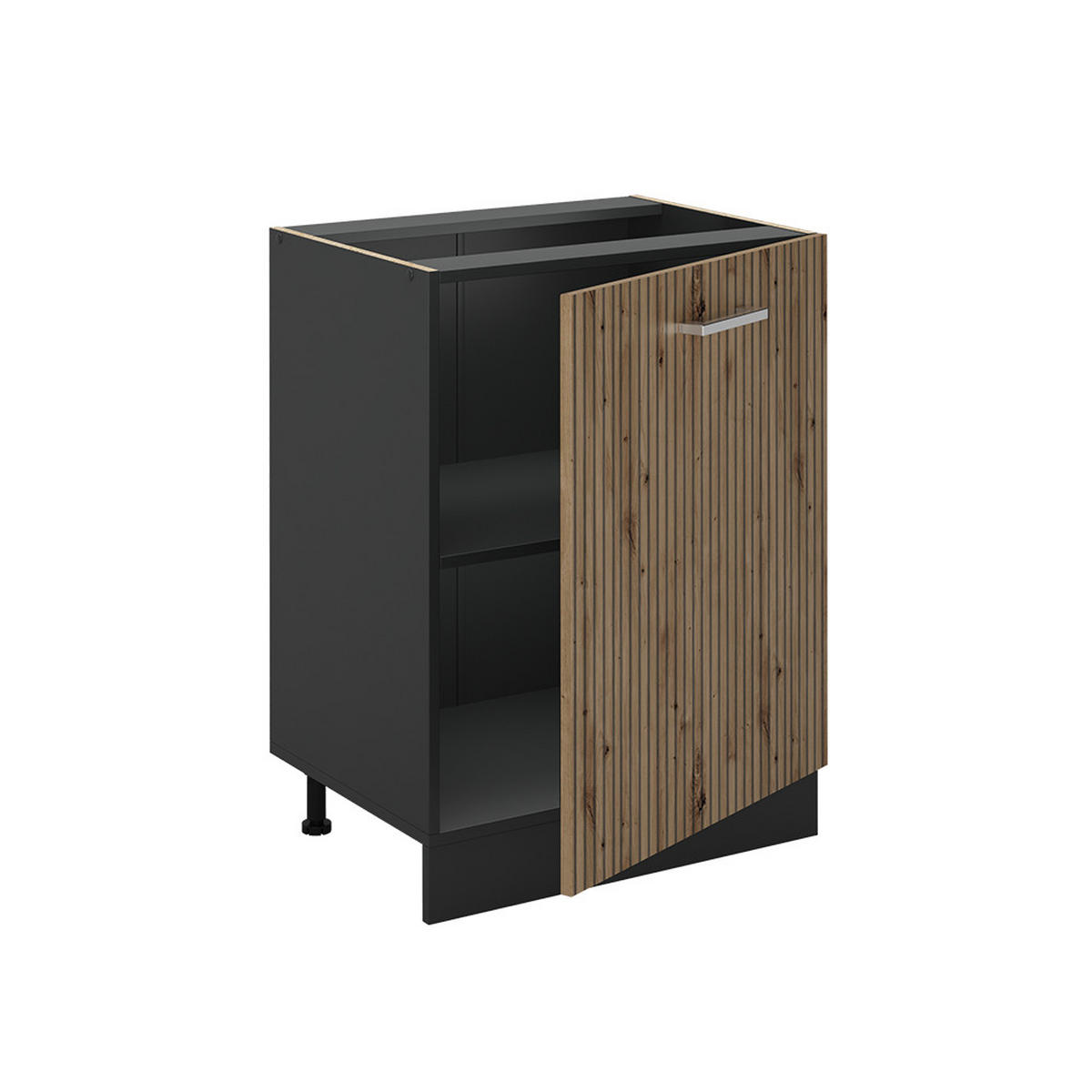 SPODNÍ SKŘÍŇKA KUCHYŇSKÉ LINKY R-Line, Řemeslný dub/Antracit, 60 cm s 1 dveřmi bez pracovní desky - antracitová/dub artisan, kompozitní dřevo (60/81.6/46cm) - Vicco