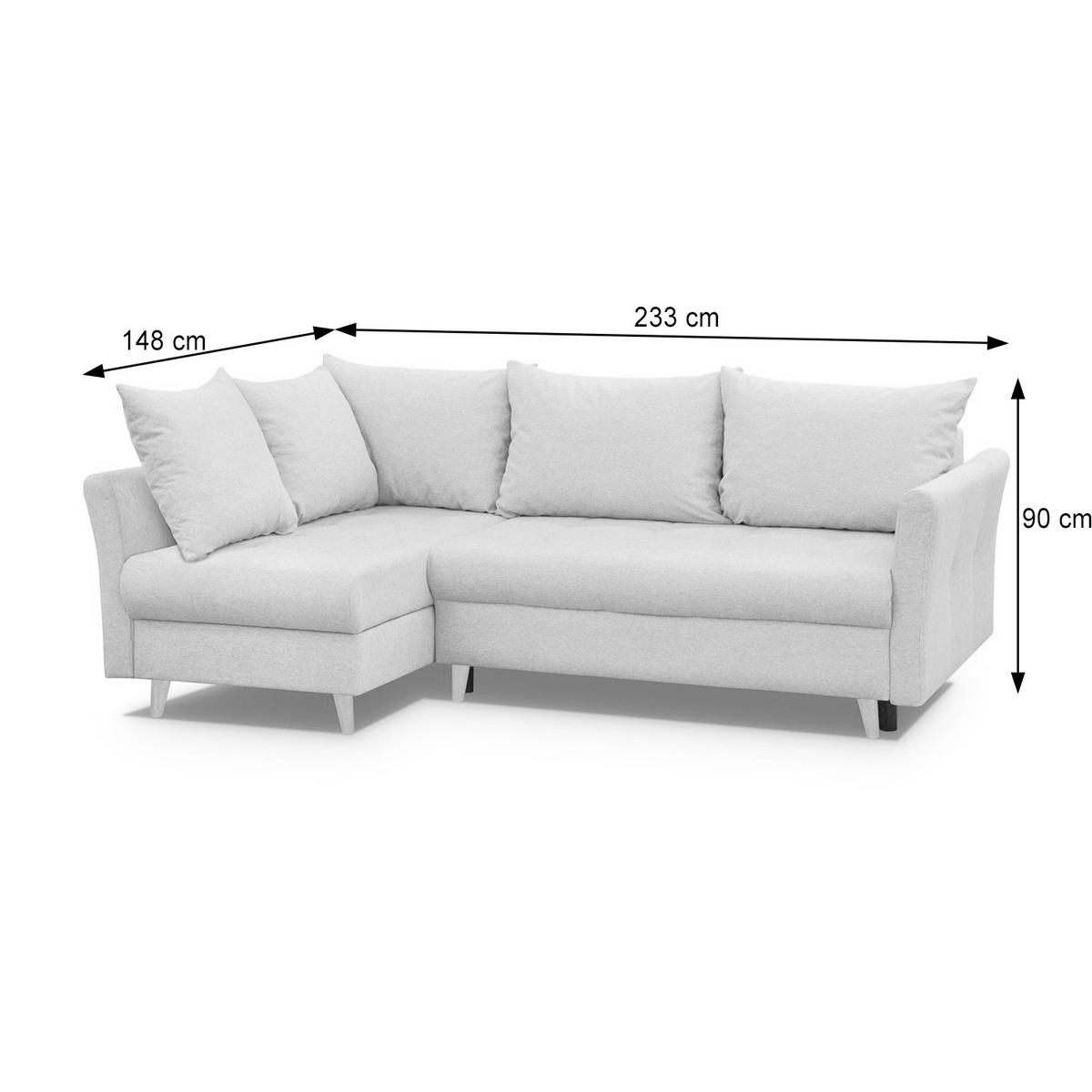 ECKSCHLAFSOFA Neron mit 2 Bettkasten und Beine in Wengefarbe, Dunkelgrau, links - Wengefarben/Dunkelgrau, Textil (233/148cm) - Beautysofa