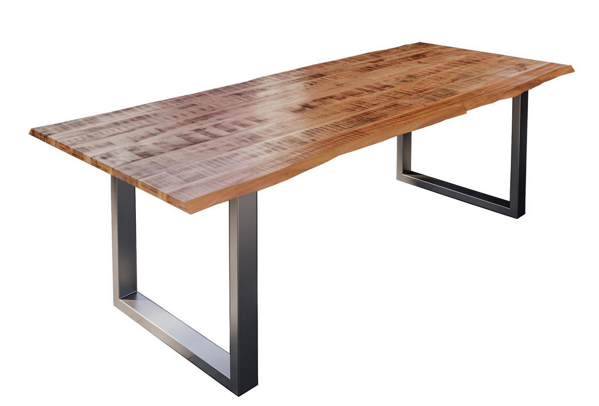 ESSTISCH DORA U - Beige/Silberfarben, Holz/Metall (100/200/77cm) - SAM