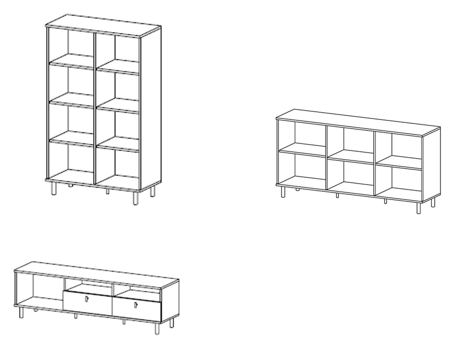WOHNZIMMER-SET Madis sand grange eiche / anthrazit 3-teilig - Braun, Holz/Holzwerkstoff (420.3/148.8/40cm) - Feldmann-Wohnen