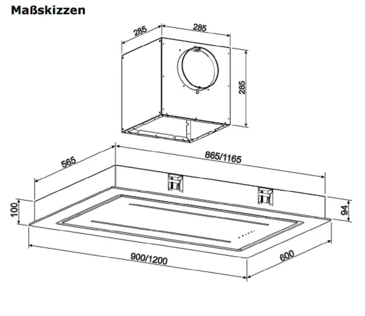 DUNSTABZUGSHAUBE GCH C 341 90 BL 90 cm Schwarz - Schwarz, Metall (90/10/60cm) - Gurari