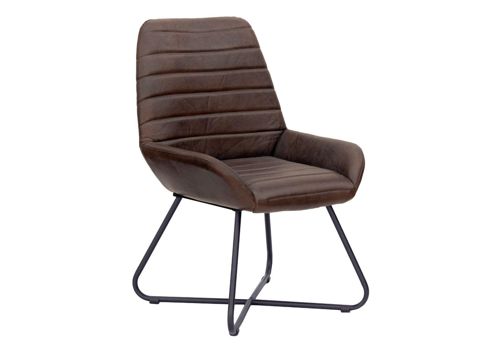 STUHL Echtleder (Büffel) 59 x 68 x 93 cm dunkelbraun IRON LABEL #16 - Dunkelbraun, Leder (59/93/68cm) - Massivmoebel24