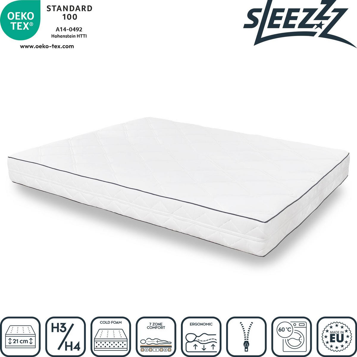 KOMFORTSCHAUMMATRATZE Superior 120x200 cm - Weiß, Textil (120/200cm) - Sleezzz