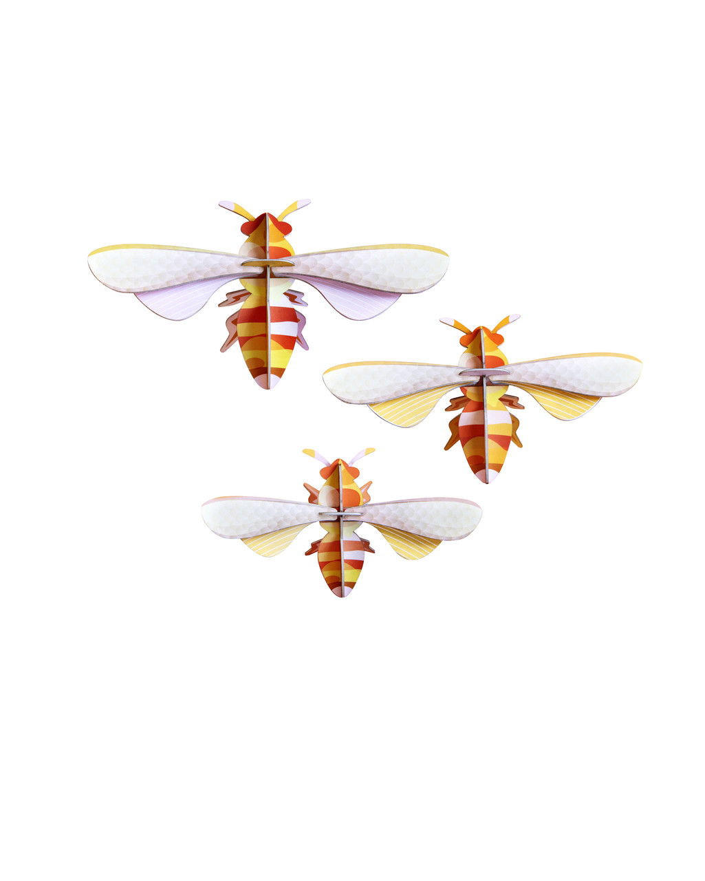 WANDDEKO Gestreifte Biene 24/6 cm - Gelb/Weiß, Wellpappe (24/6/15cm) - KUNSTLOFT