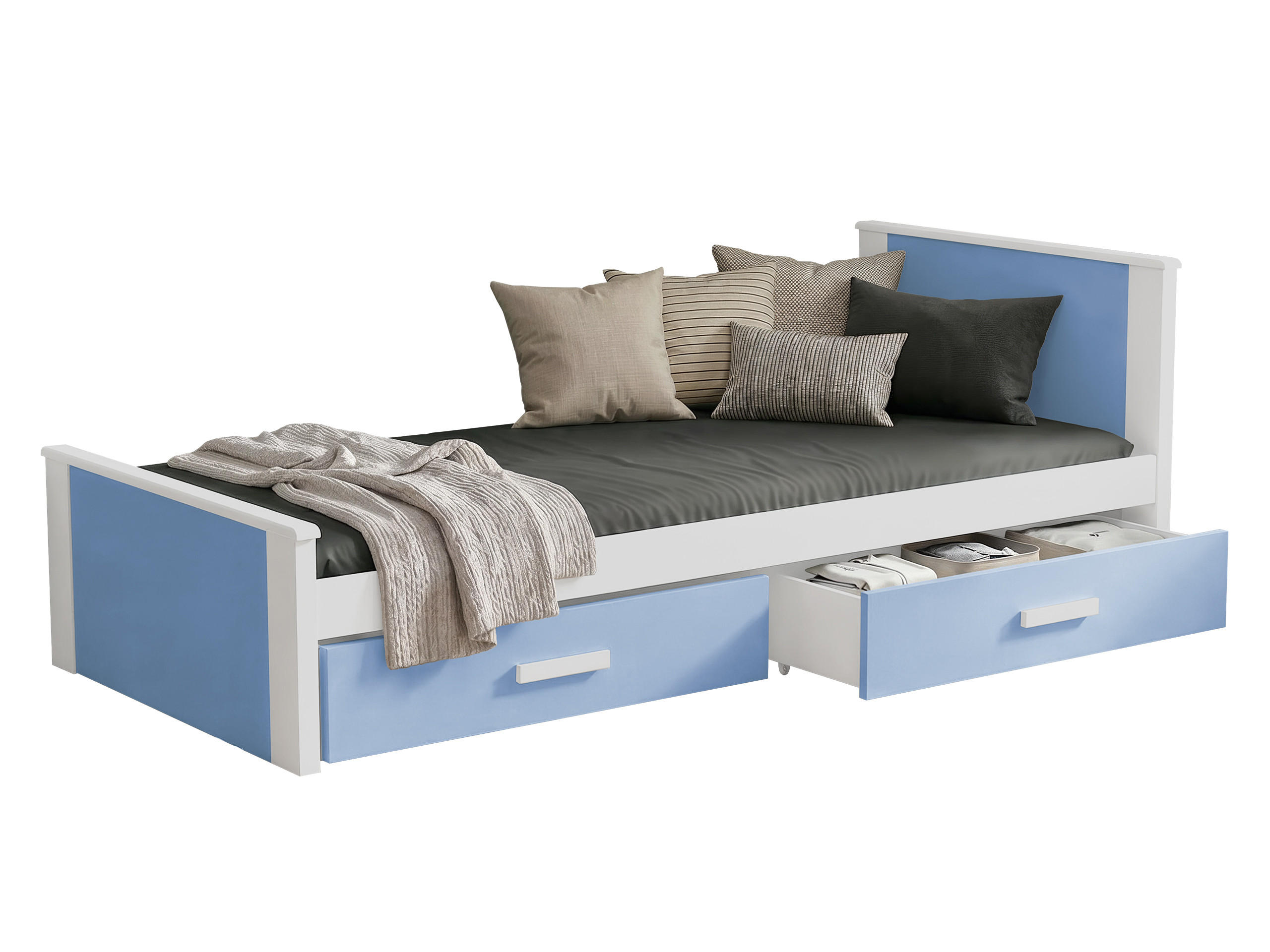 JUGENDBETT Aldo - Blau/Weiß, Holz (90/200cm) - MIRJAN24