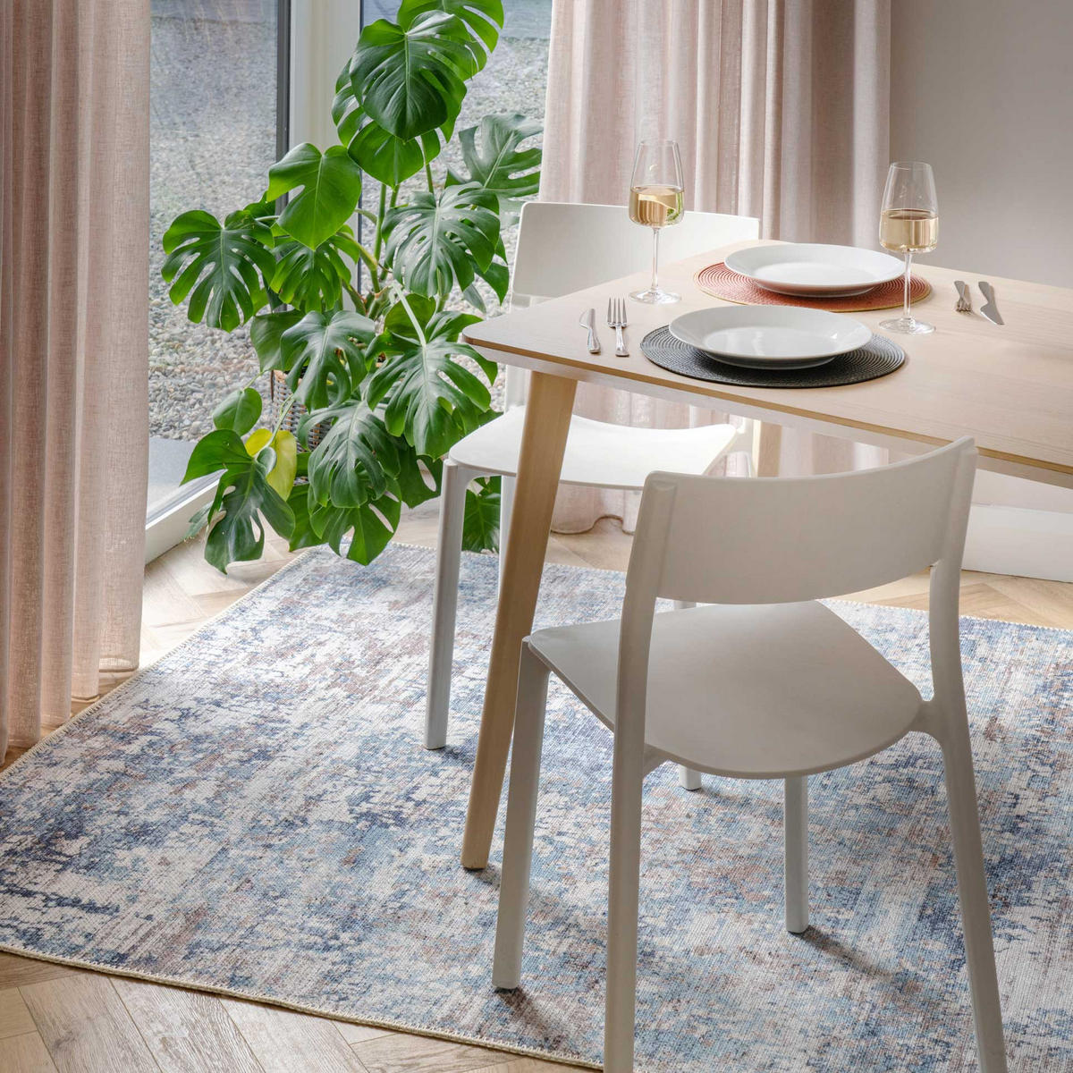FLACHWEBETEPPICH Dash Blau - Blau, Textil (200/290cm) - Kukoon Rugs