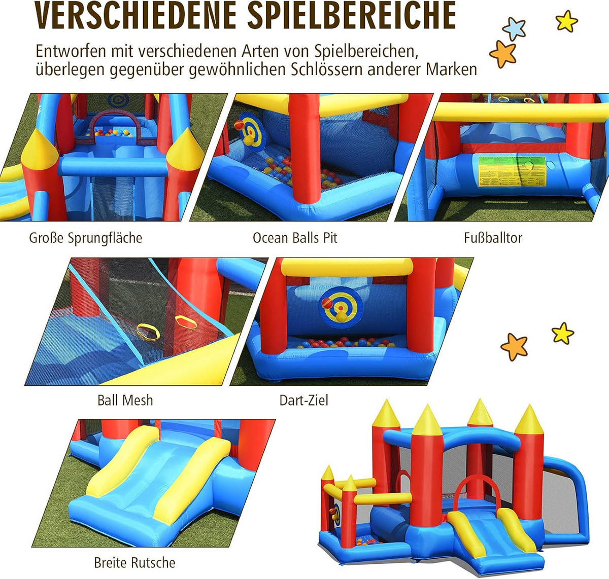 HÜPFBURG 196cm Multicoloured - Multicolor, Kunststoff (350/275/196cm) - COSTWAY