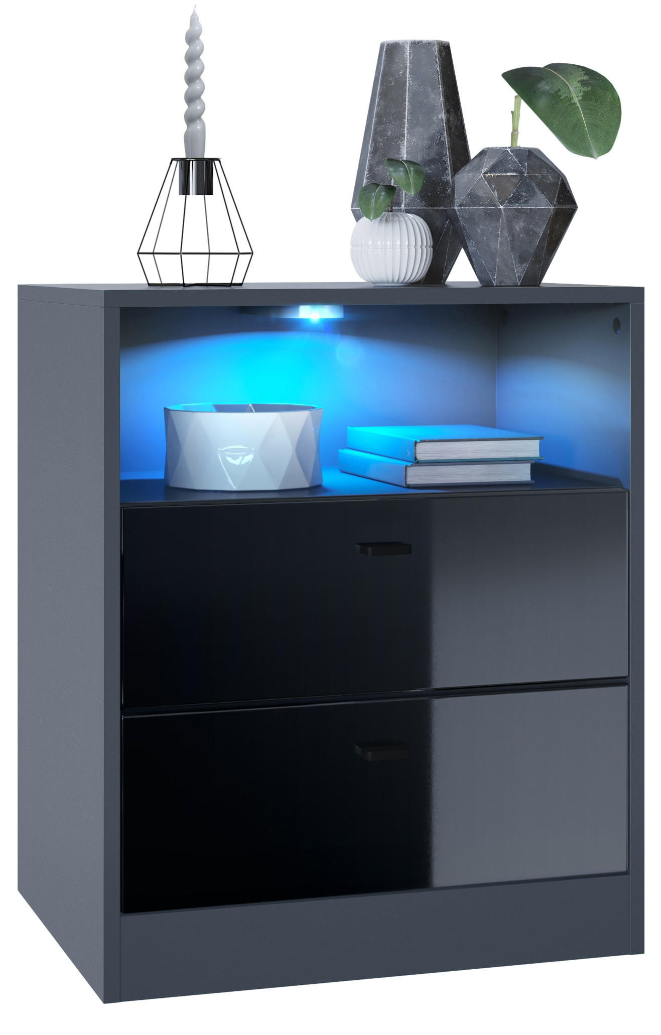 KOMMODE Pino Fronten in Schwarz Hochglanz - Schwarz Hochglanz, Holzwerkstoff (56/67.5/36cm) - Vladon