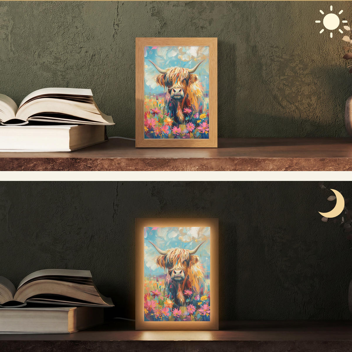STOLNÁ LAMPA Škótsky horal - Príroda - Farebné - Kvety 15x20 cm - bordová, kompozitné drevo (8/15/20cm) - OnlyWow