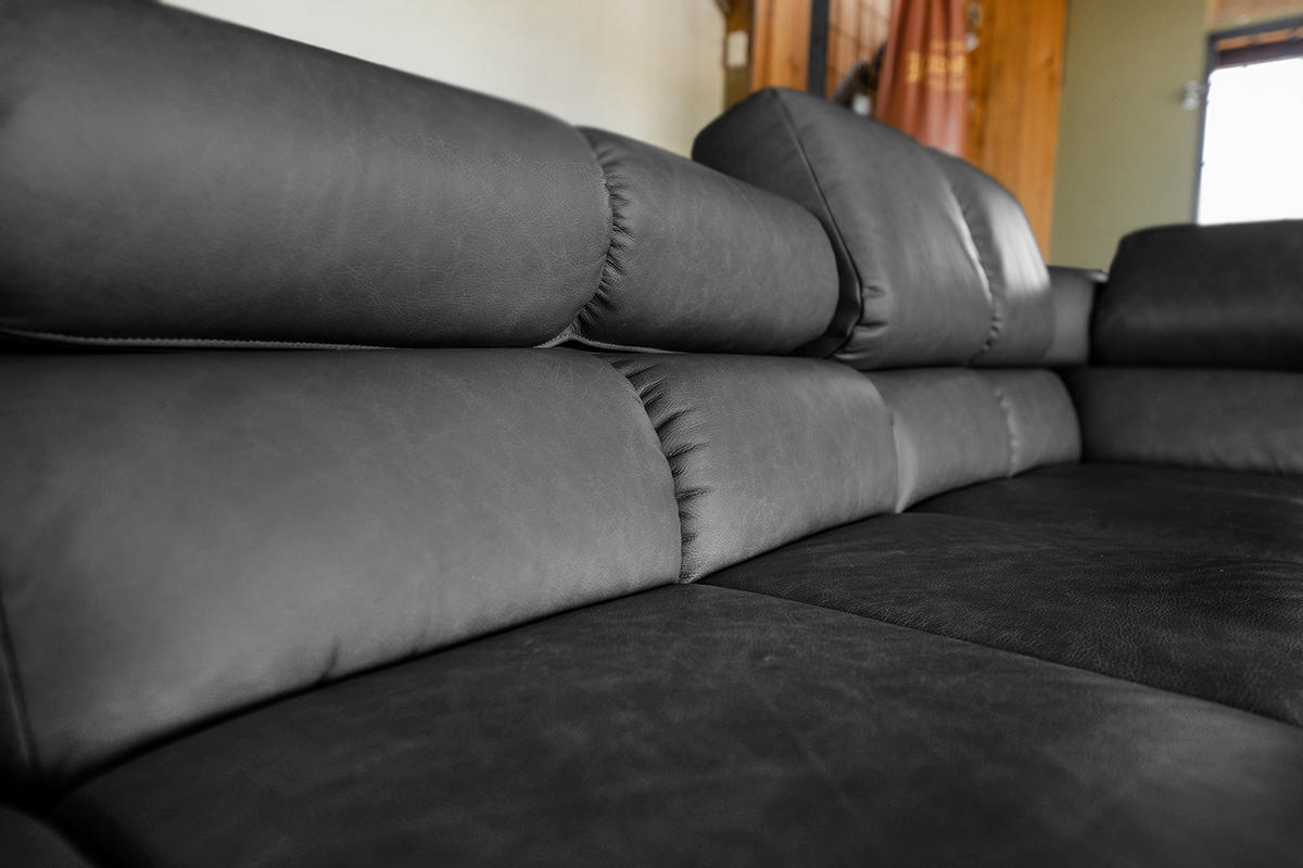 ECKSOFA NELSON Schwarz Leder Relaxfunktion - Schwarz, Leder/Metall (321/216cm) - KAWOLA