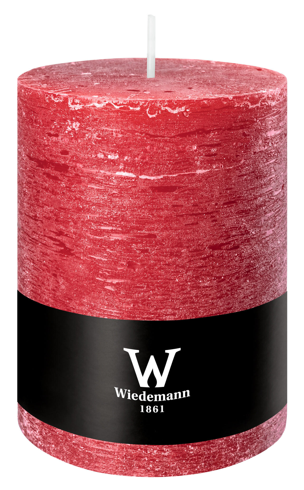 STUMPENKERZE Rustik Marble Style Rubin Rot 140 x Ø 100 mm, 1 Stück - Rot, Paraffin (10/14cm) - Wiedemann Kerzen