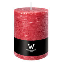 STUMPENKERZE Rustik Marble Style Rubin Rot 140 x Ø 100 mm, 1 Stück - Rot, Paraffin (10/14cm) - Wiedemann Kerzen
