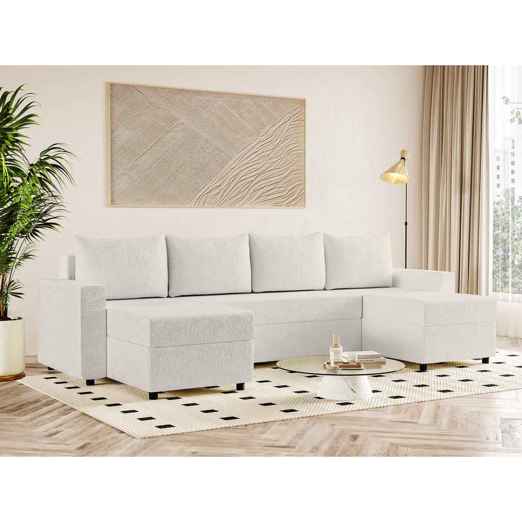 Thumbnail - Fedve Wohnlandschaft, Weiß, Textil, U-Form,L-Form, 298x72x146 cm, Wohnzimmer, Sofas & Couches, Wohnlandschaften, Wohnlan...