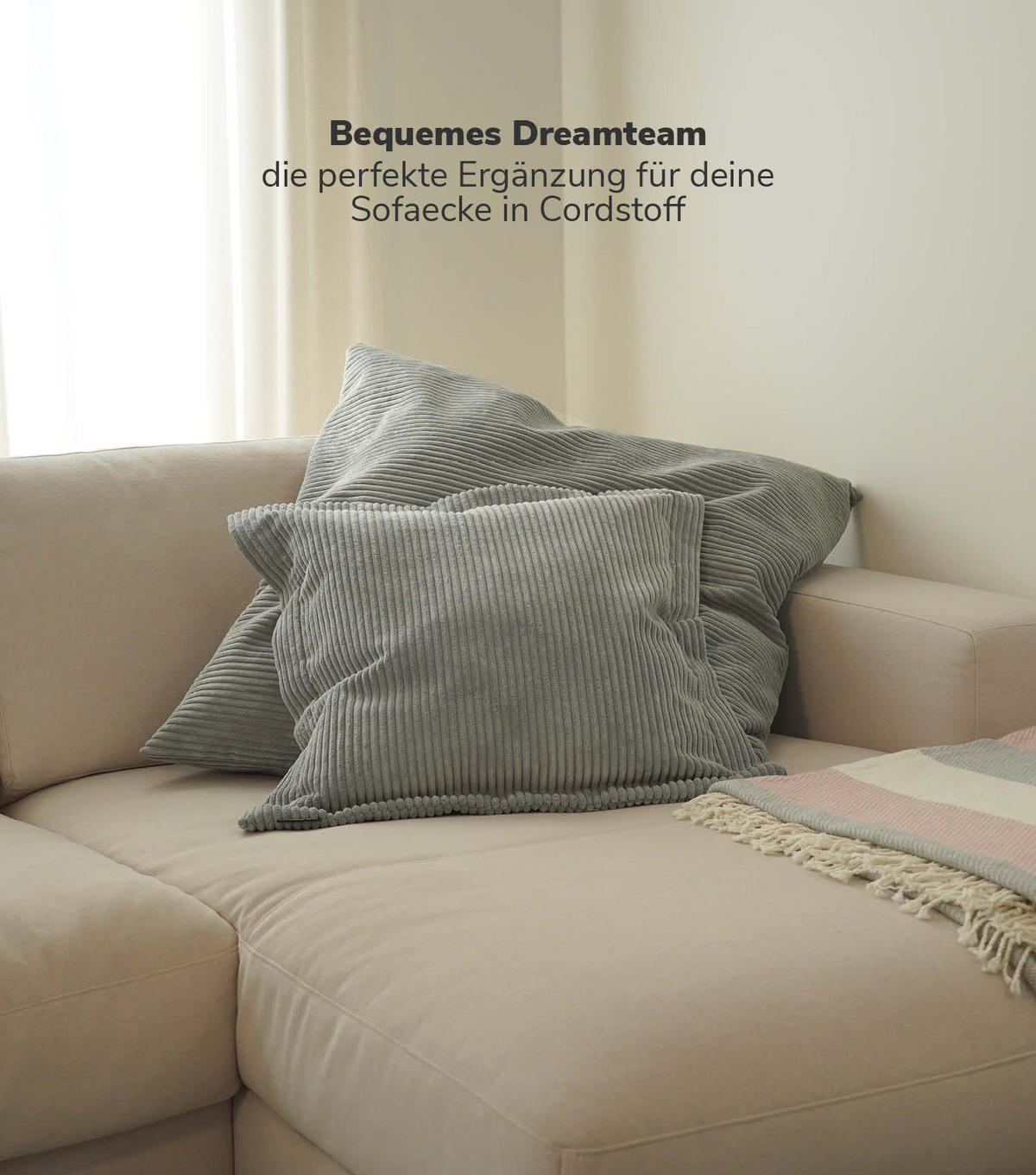 SOFAKISSEN Das Anschmiegsame - Anthrazit, Textil (90/10cm) - Mokebo