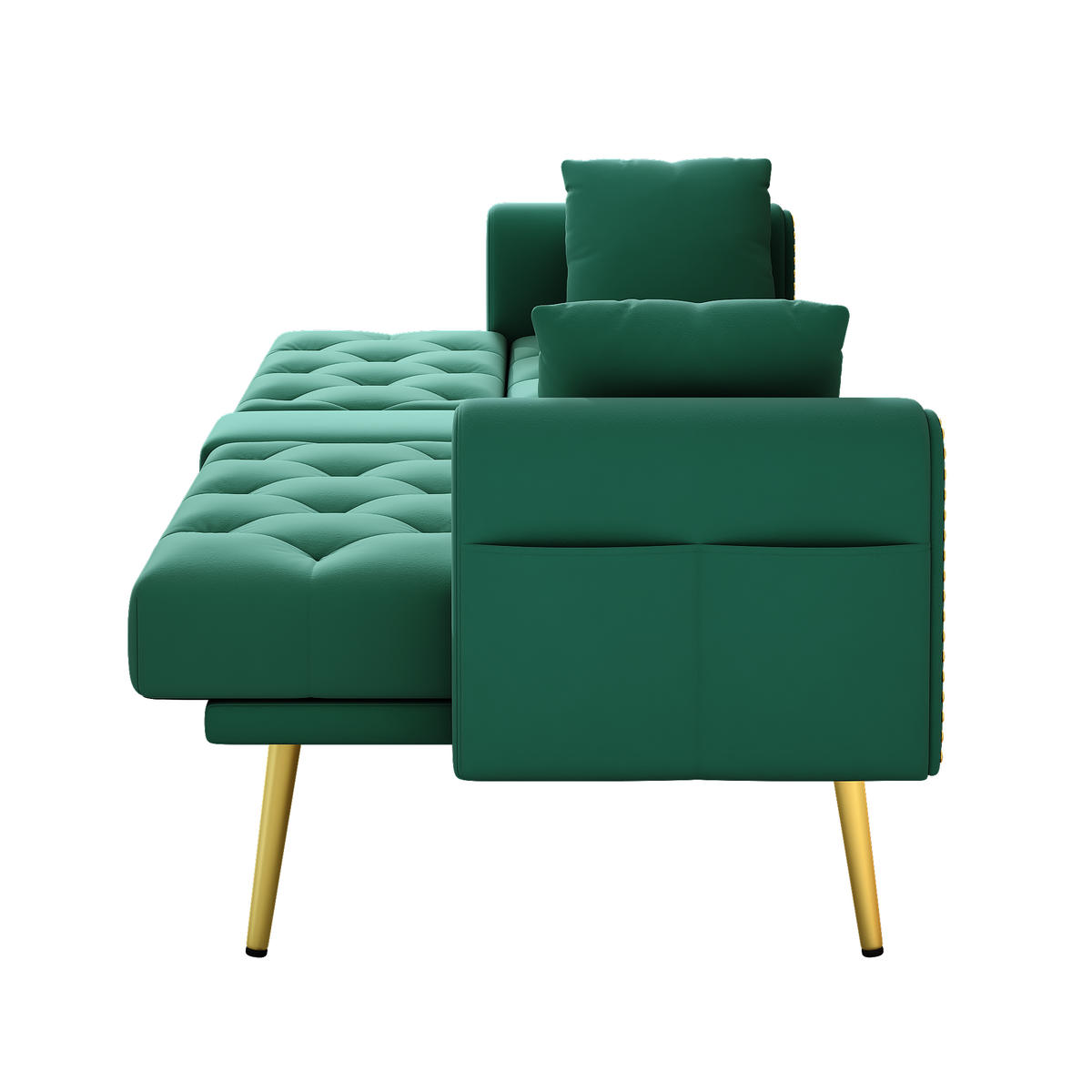 SCHLAFSOFA Samt mit verstellbarer Rückenlehne und Getränkehalter Grün 175/80/73,5 cm - Grün, Textil (73.5/175/80cm) - Redom