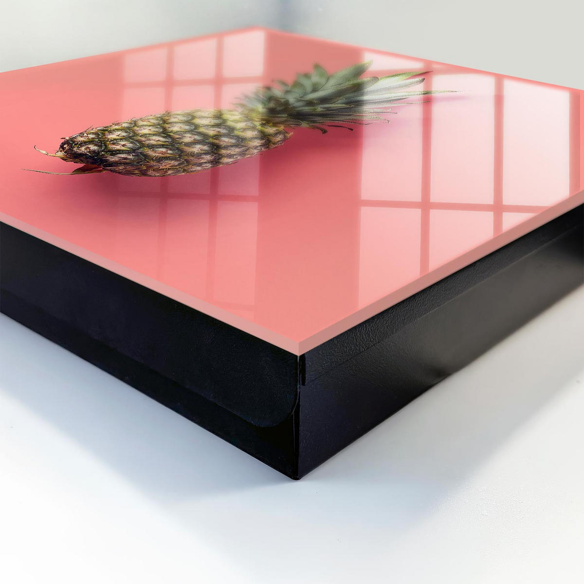 SCHLÜSSELBOX Schwarz 30x30 cm- Türöffnung nach rechts - Exotische Ananas - Pink, Metall (30/30/5cm) - TULUP