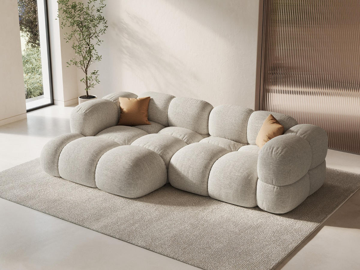 ECKSOFA links Loretto aus strukturiertem Stoff beige 3 Sitzplätze - Beige, Textil (147/250cm) - Cosmopolitan Design