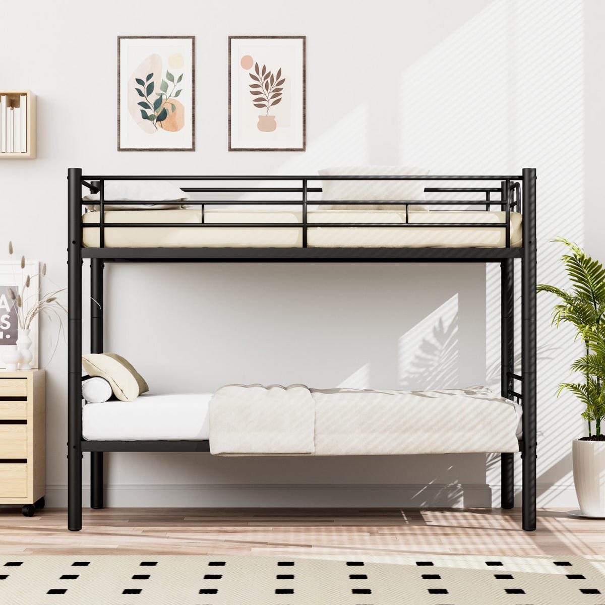 ETAGENBETT teilbar 90x190 cm Metall Schwarz - Schwarz, Metall (90/190cm) - Meubliv