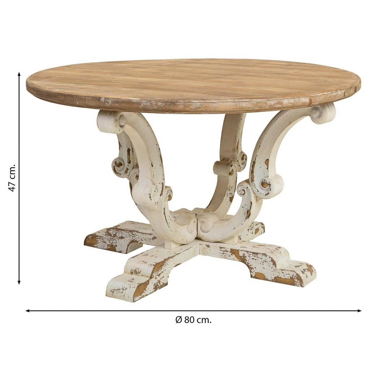 TISCH aus Holz, weiß, 80x47cm - Weiß, Holz (80/80/47cm) - Wanderlust