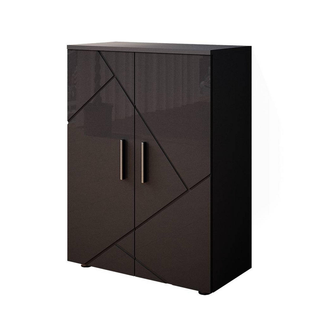 MIDISCHRANK Irma Anthrazit Hochglanz 60 x 81 cm - Schwarz Hochglanz/Anthrazit, Holzwerkstoff (60/81/30cm) - Vicco