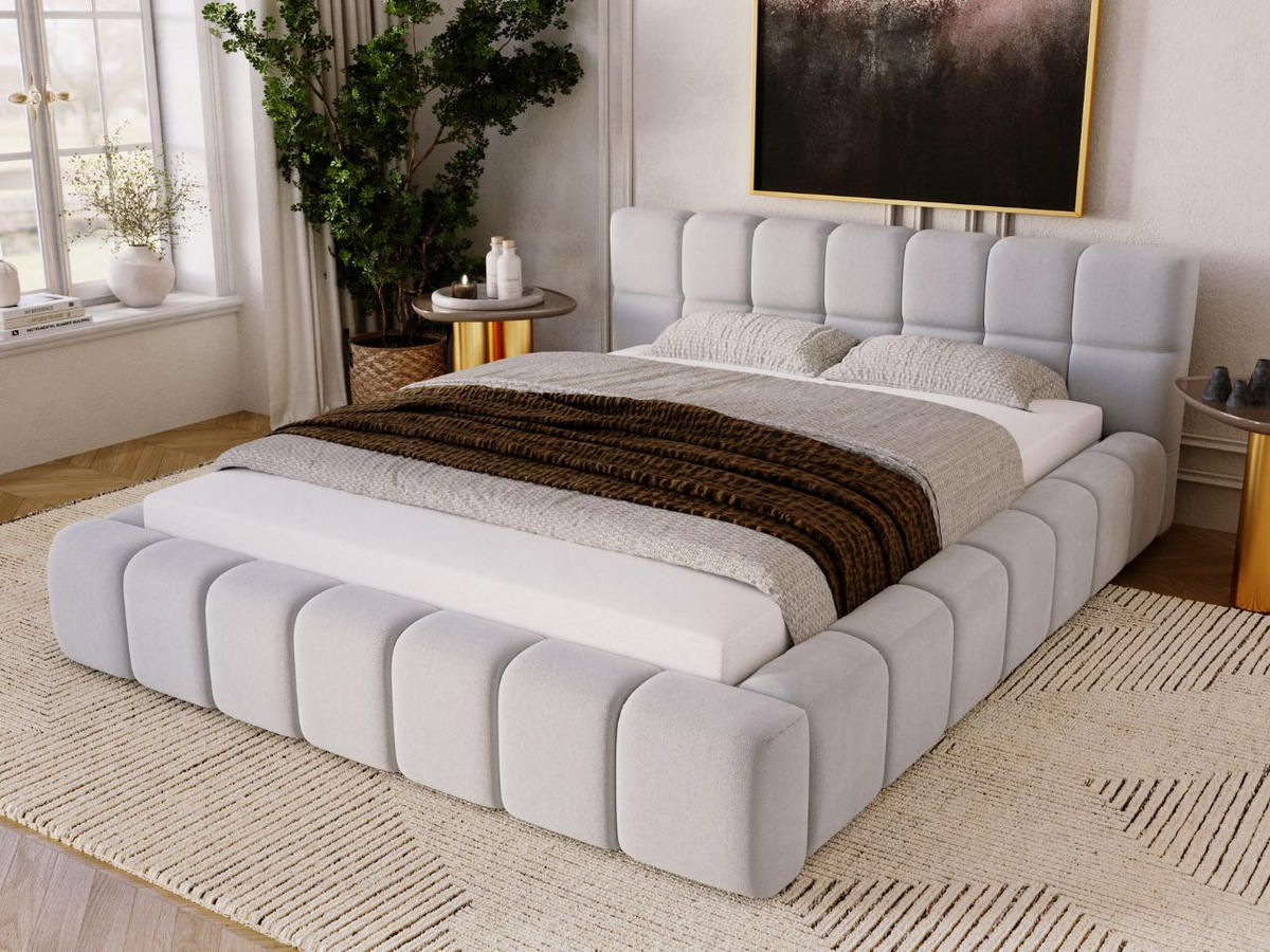 POLSTERBETT Alicante 140x200 Hellgrau - Hellgrau, Textil (140/200cm) - Graingold