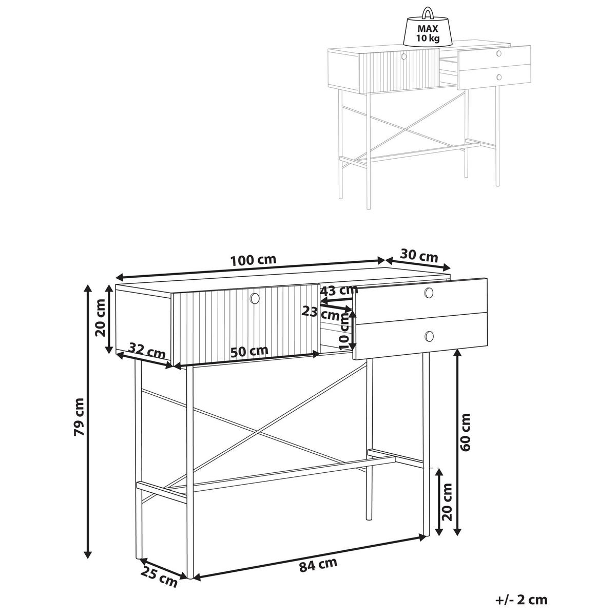 KONSOLENTISCH Schwarz Coventry - Schwarz, Holzwerkstoff (32/100/79cm) - Beliani