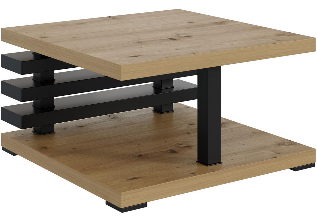 KAFFEETISCH 60x60x32 cm - Artisan Eiche Optik / Schwarz - YOTO - Buchefarben, Holzwerkstoff (60/60/32cm) - ALTDECOR