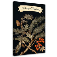 WANDBILD zeichen für frohe weihnachten und tannenzweig - Schwarz, Textil (40/60cm) - Feeby