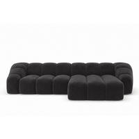 ECKSOFA Modulare L-Form, Veloursstoff Bluvel, Schwarz, Rechts, CROISSANT L - Schwarz, Holz (305/190cm) - Kaiser Möbel
