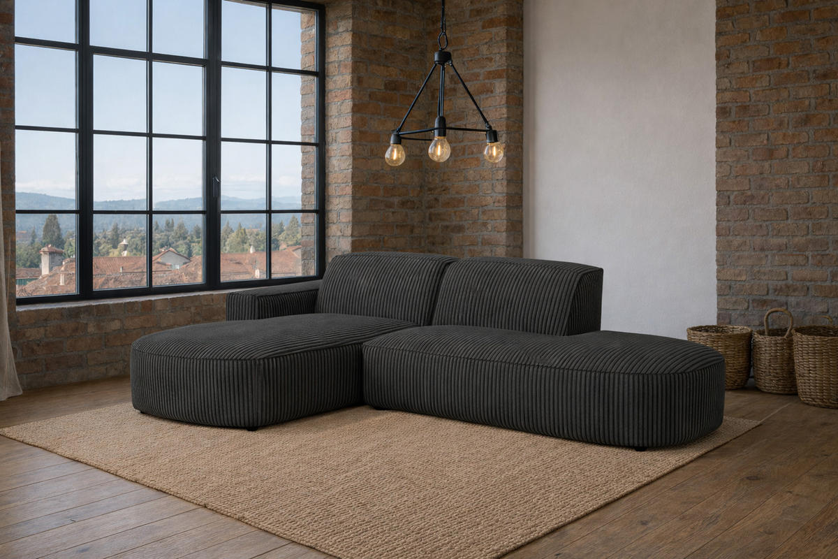 ECKSOFA Cursal Atelier, Stoff Poso, Grau, Links - Grau, Holz (269/166cm) - Kaiser Möbel