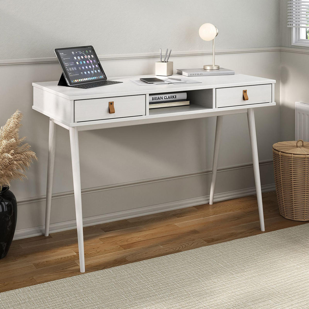 SCHREIBTISCH KIM weiß - Weiß, Holz (50/110/76cm) - IDIMEX