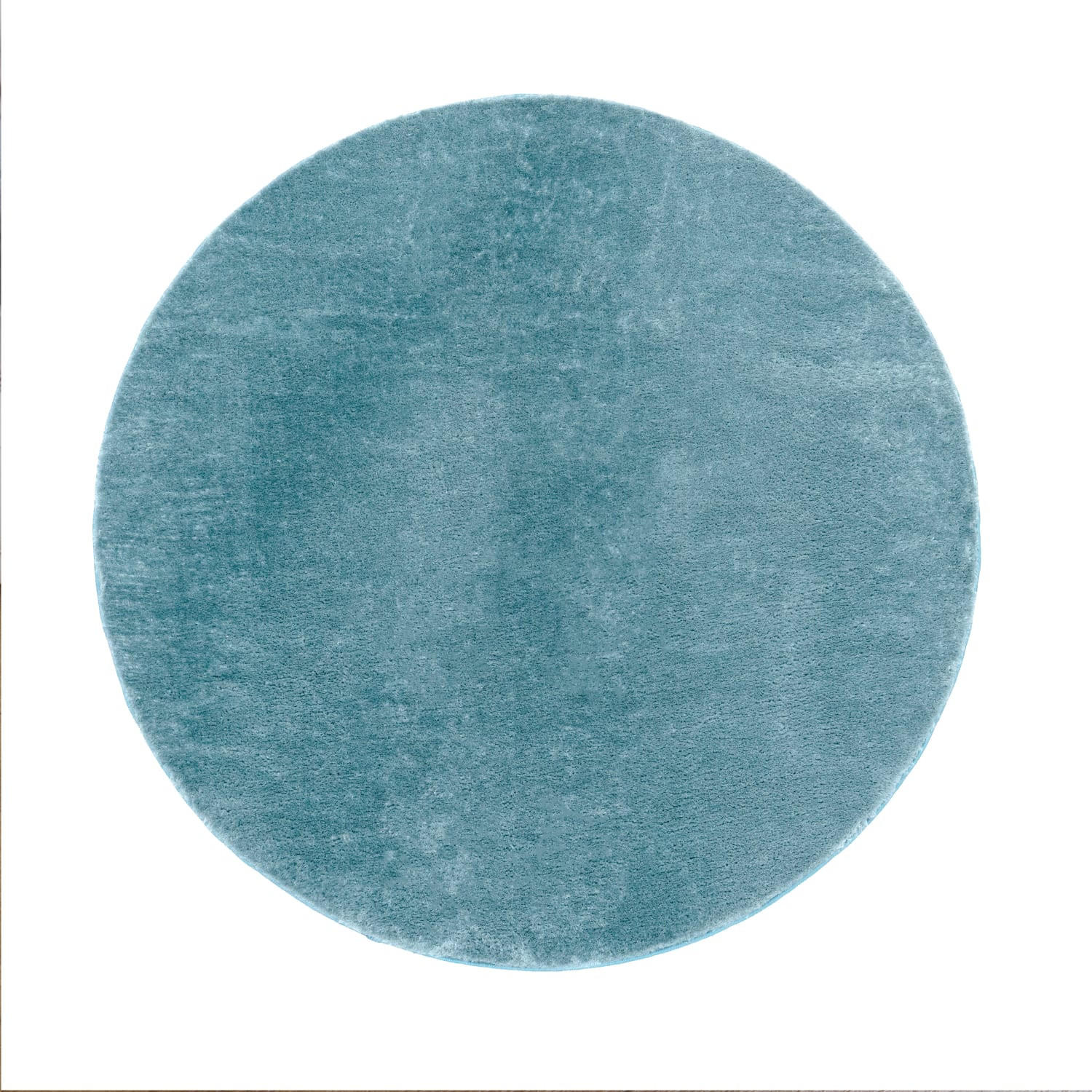 TEPPICH Kurzflor waschbar Unifarben Wohnzimmer schmutzabweisend Türkis Rund 120D - Türkis, Textil (120/120cm) - KADIMA DESIGN