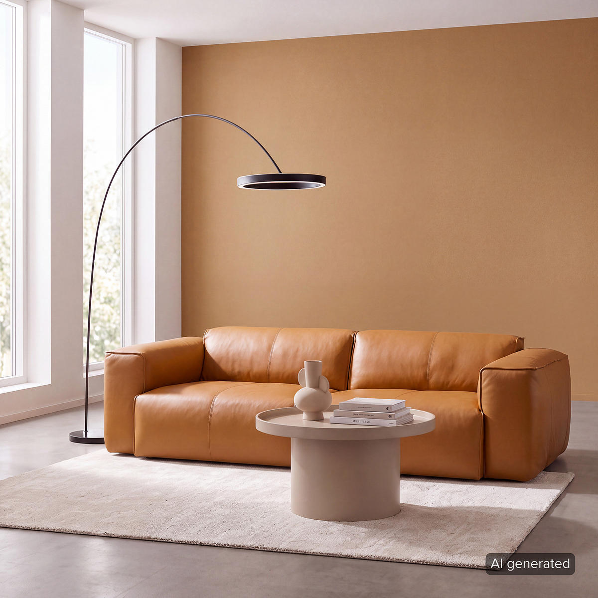 3-SITZER SOFA - Cognac/Schwarz, Leder/Kunststoff (251/71/102cm) - home24