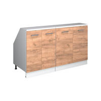 KUHINJSKI ORMAR ZA KOSINE KROVA R-Line Hrast zlatnog tona 140 cm Set od 2 korpusa ormara, dubina 60 cm - bijela/hrast medunac, drvni materijal (140/83.8/60cm) - Vicco