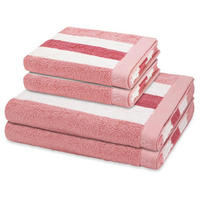 FROTTIERSET Doubleface Stripes 4-teilig - Rosa, Textil (50/100cm) - Ross