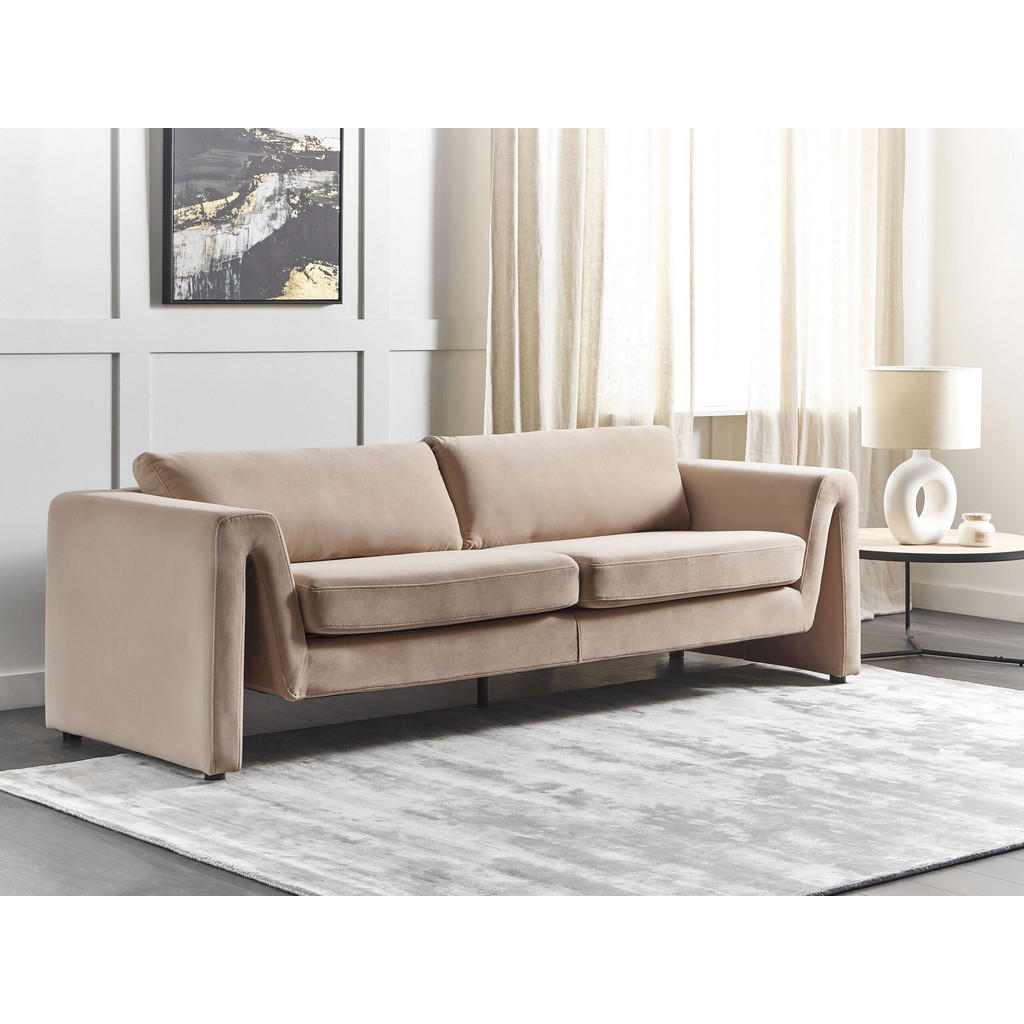 Thumbnail - Beliani 3-Sitzer-Sofa, Sand, Schwarz, Textil, 237x76x83 cm, Wohnzimmer, Sofas & Couches, Sofas, 3-Sitzer Sofas