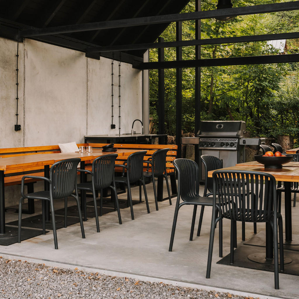 Thumbnail - Konsimo® Gartenstuhl, Anthrazit, Kunststoff, 4-Sitzer, 52x82.5x53 cm, Gartenmöbel, Gartenstühle, Gartenstühle