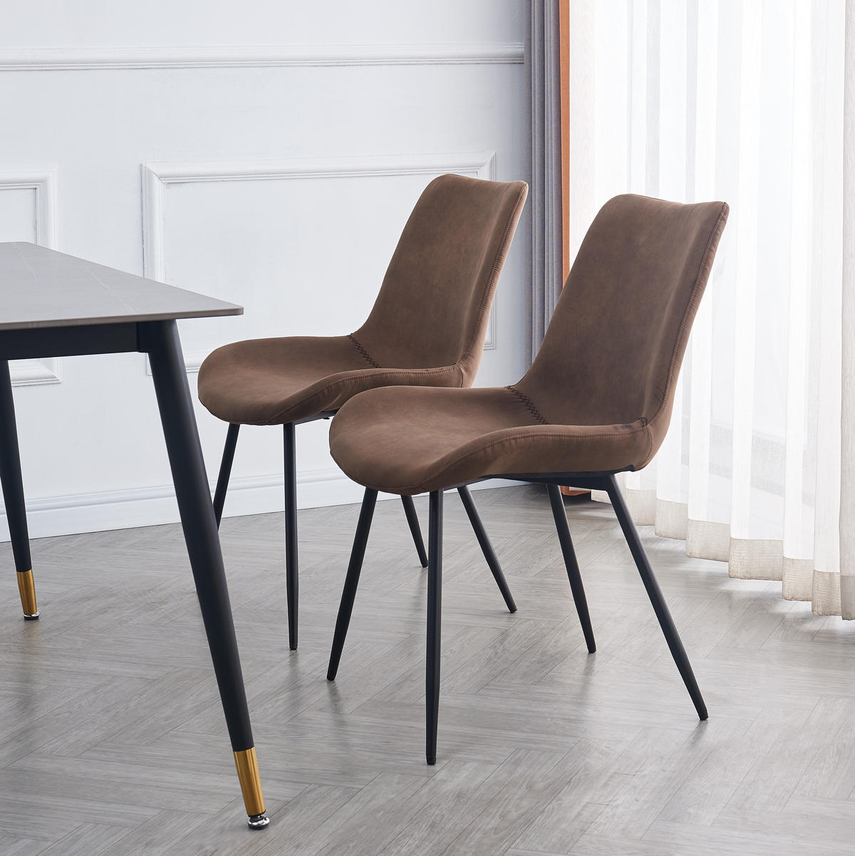 STUHL 2er-Set Stoff Braun - Braun, Textil (54/84/50cm) - Nordlys